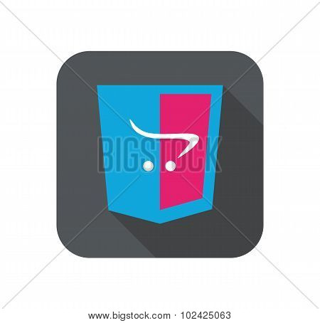 Vector web development shield sign - html5 cart e-commerce. isolated icon on white