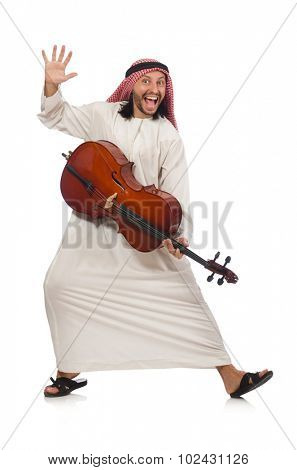 Arab man playing musical instrument