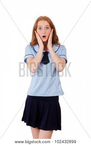 Schoolgirl isolated on the white