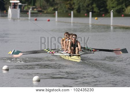 HENLEY, ENGLAND. 03-07-2010. LEANDER CLUB in action on day 4 of the Henley Royal Regatta 2010 held on the River Thames.  