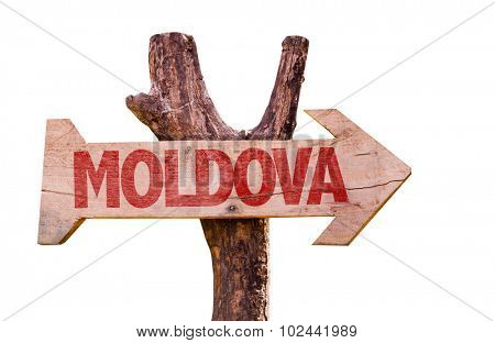 Moldova wooden sign isolated on white background