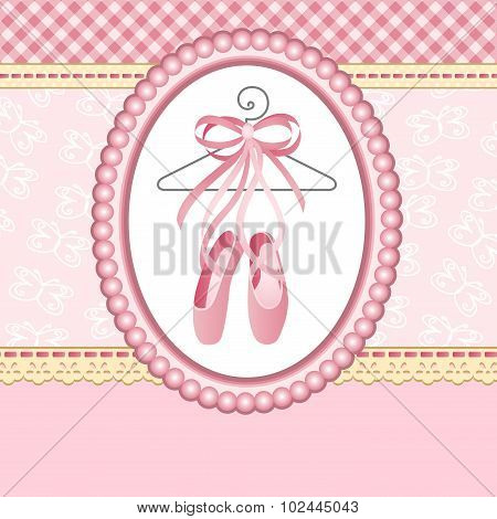 Ballet slippers on background