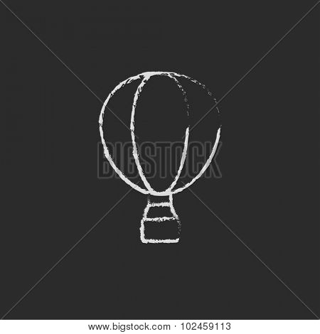 Hot air hand drawn in chalk on a blackboard vector white icon isolated on a black background.