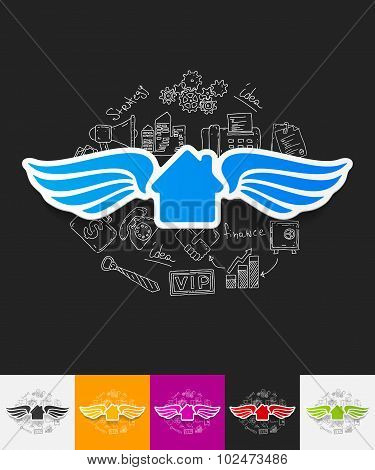 house paper sticker with hand drawn elements
