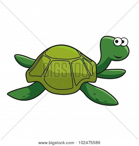 Cartoon smiling green turtle character