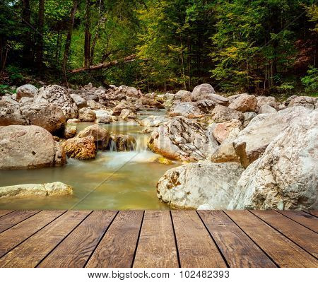 wood textured backgrounds in waterfall in the mountains in the national park Hohe Tauern in Austria.