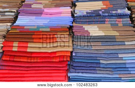 Many Fabrics For Sale In Italian Shop