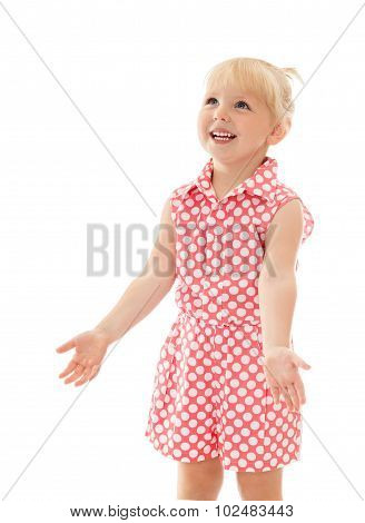 little girl rejoices