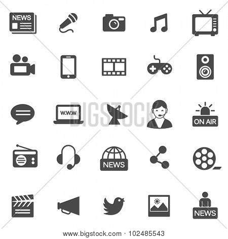 Media black icons set.Vector