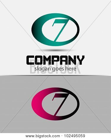 Number seven 7 logo icon template elements