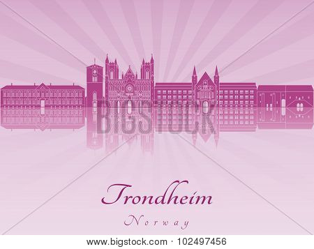 Trondheim Skyline In Purple Radiant Orhid