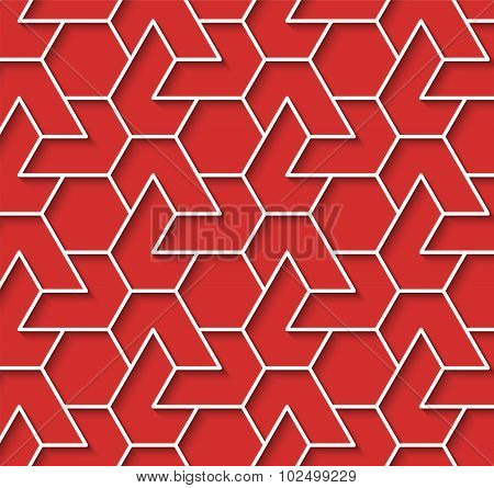 Geometric Red And White Background With Outline Extrude Effect