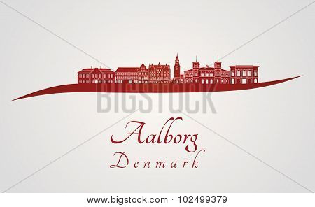 Aalborg Skyline In Red