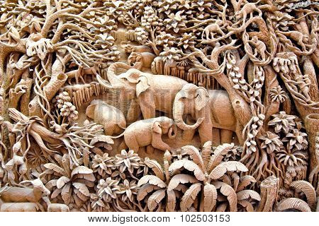 Thailand wood carving art