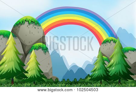 Colorful rainbow in the nautre illustration