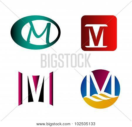 Abstract M round logo design template. Vector creative symbol