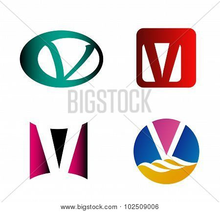 Letter v logo icon design template elements