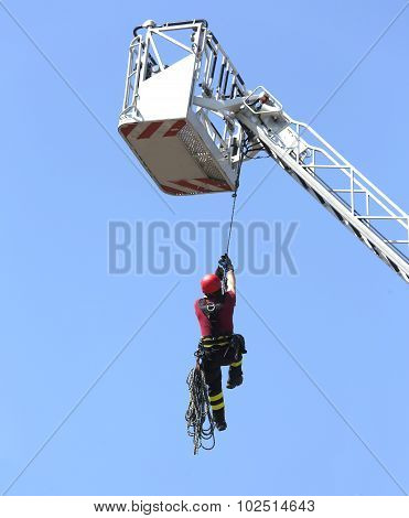 Firefighter Down With The Rope In The Building