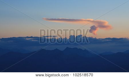Cloud Above Mountains At Sunset