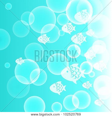 Abstract Background With Fish And Bubbles