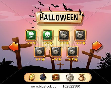 Screensaver of halloween theme game illustration