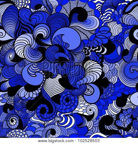 Color Zentangle (ethnic, doodle)  wave background in style zentangle.