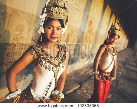 Traditional Aspara Dancers Siem Reap Cambodia Concept