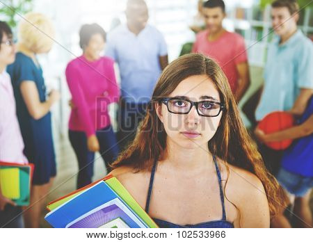 Woman Stressed Sad Depressed Student School Concept