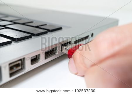 Hand Inserting Usb Memory Stick