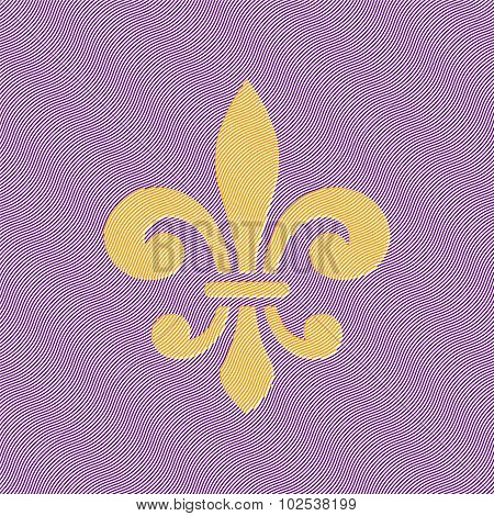Fleur-de-lis Symbol On Wavy Background.