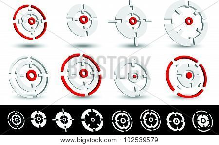 Set Of 10 Target Marks, Cross-hairs, Reticle Shapes.
