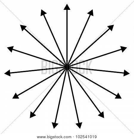 Straight Lines Spreading Outside From Center, Black Arrows Like Spokes.