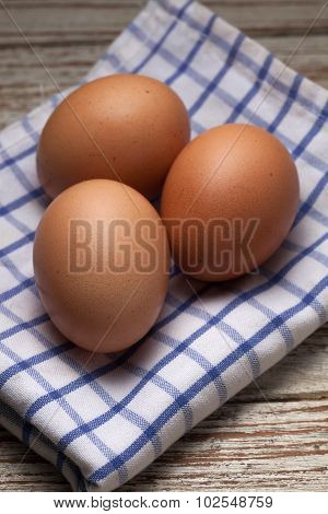 Cooking Eggs Napery Kitchen Wood Teak Vintage Still Life Background