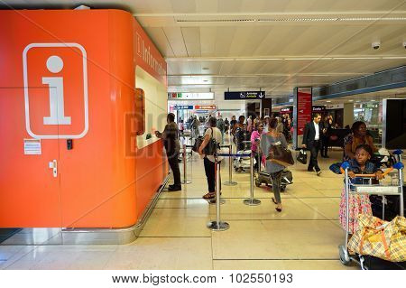 PARIS - AUGUST 08, 2015: Orly Airport interior. Paris Orly Airport is an international airport located partially in Orly and partially in Villeneuve-le-Roi, 7 NM (13 km; 8.1 mi) south of Paris, France