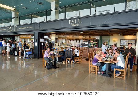 PARIS - AUGUST 08, 2015: Orly Airport interior. Paris Orly Airport is an international airport located partially in Orly and partially in Villeneuve-le-Roi, 7 NM (13 km; 8.1 mi) south of Paris, France