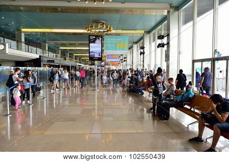 PARIS - AUGUST 08, 2015: Orly Airport interior. Paris Orly Airport is an international airport located partially in Orly and partially in Villeneuve-le-Roi, 7 NM (13 km; 8.1 mi) south of Paris, France