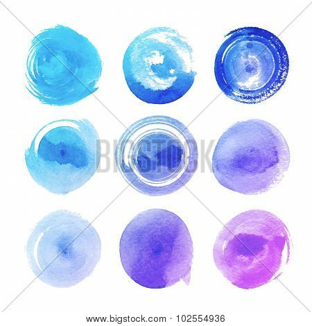 watercolor spots in different shades of blue and pink