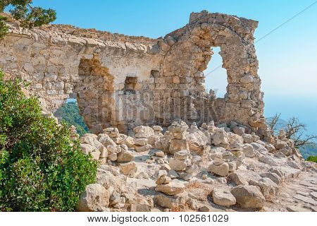 Monolithos Castle Ruins. Rhodes, Greece