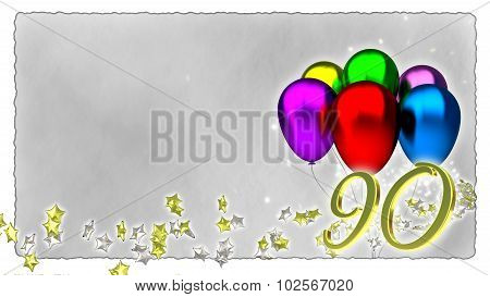 birthday concept with colorful baloons - 90th