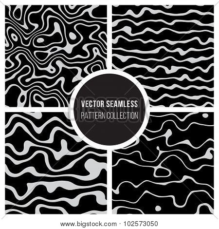 Vector Seamless Optical Illusion Black and White Background Pattern Collection