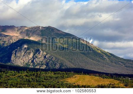 Rock Mountain at Dawn with Trees