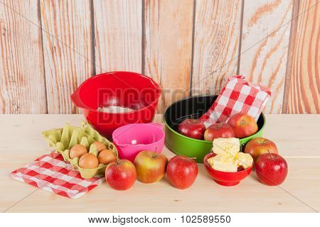Ingredients for baking apple pie