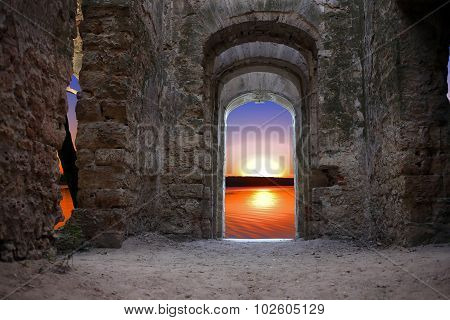 Old Ruins And Sunset