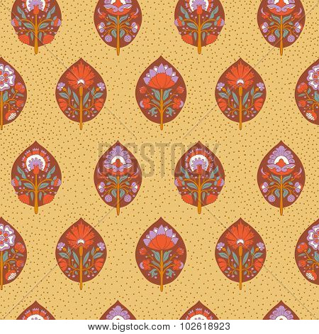 Seamless pattern with stylized flowers. Vector illustration.