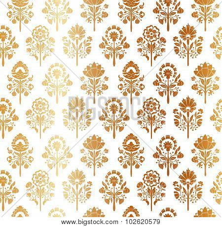Seamless pattern with stylized flowers. Vector illustration.