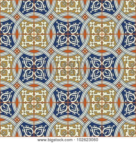 Gorgeous seamless  pattern from Moroccan, Portuguese  tiles, Azulejo, ornaments. Can be used for wal