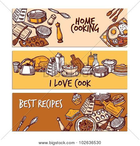 Baking Sketch Color Banner Set