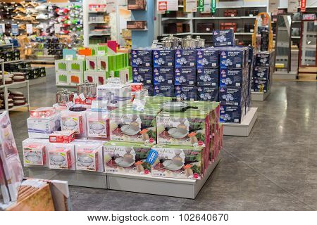 MOSCOW, RUSSIA - 24.09.2015. The interior of  shop Hoff - one of the largest Russian furniture netwo