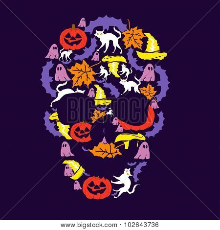 Skull, Illustration Of The Day Of Halloween