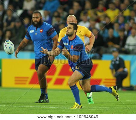 LONDON, ENGLAND - SEPTEMBER 23 2015 The 2015 Rugby World Cup Pool D match between France and Romania at The Stadium, Queen Elizabeth Olympic Park.